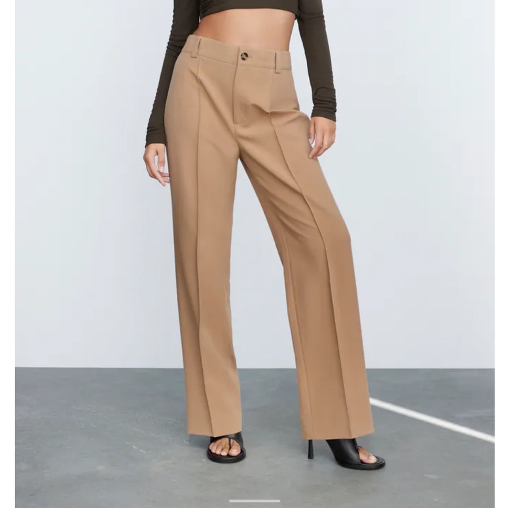 NEW ZARA camel trouser pants